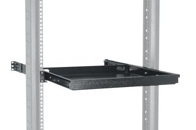 19" ausziehbare Schublade und ausziehbare sowie klappbare Tastaturhalterung